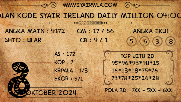 Prediksi Ireland Daily Million 04:00 WIB