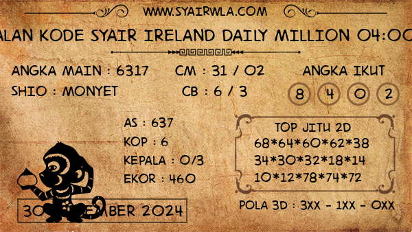 Prediksi Ireland Daily Million 04:00 WIB